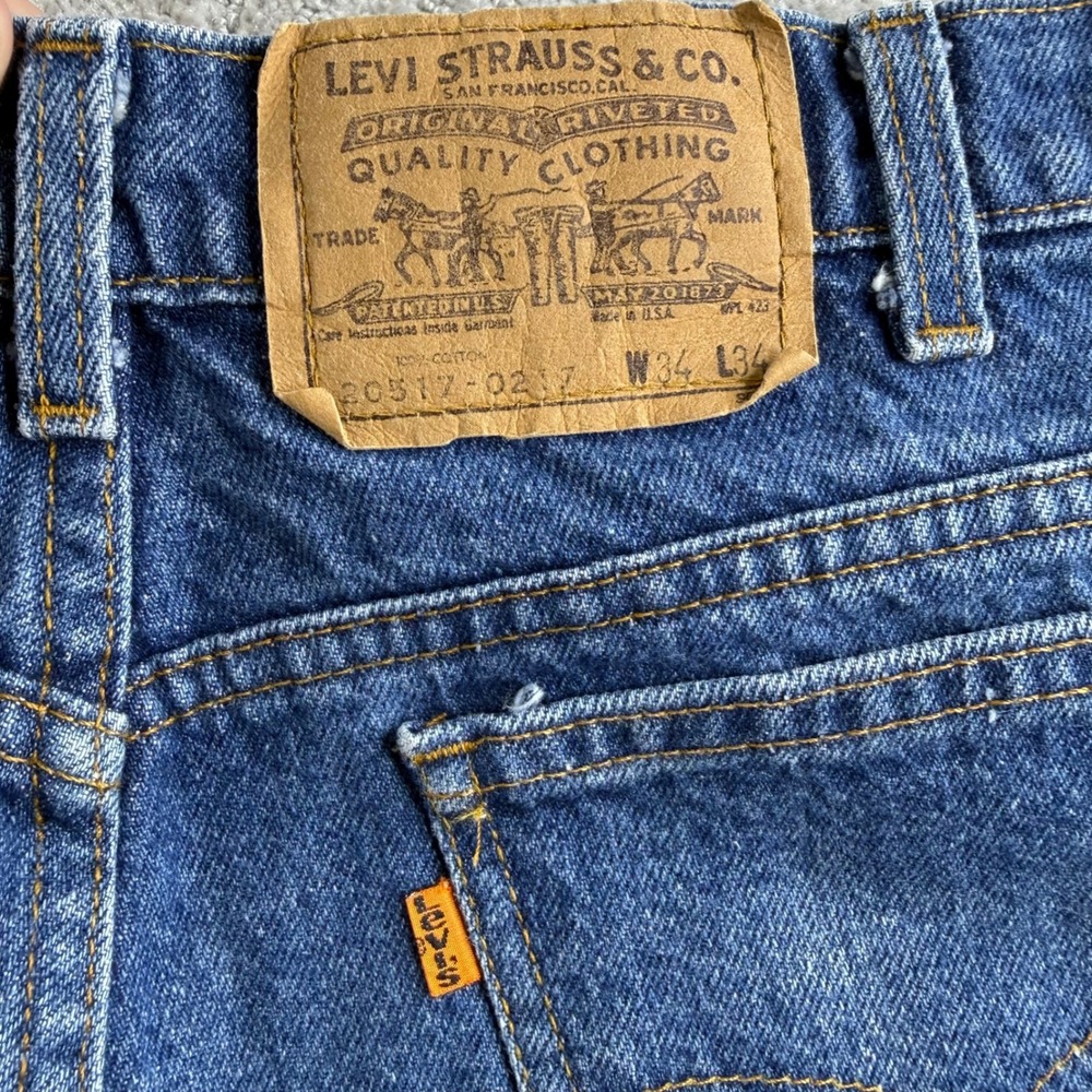 Vintage Levis 517 Orange Tab Jeans 34x34 (Fits 32x34) Mens Bootcut Blue Denim - Picture 4 of 10